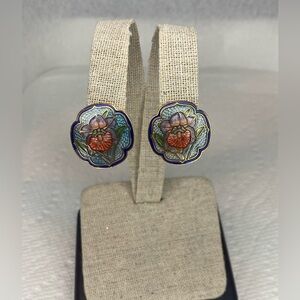 🔥Vintage Hand-Painted Cloisonné Earrings - Artisan Clip-Ons